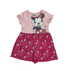 Vestidoe em Algodão Rosa Minnie | Disney