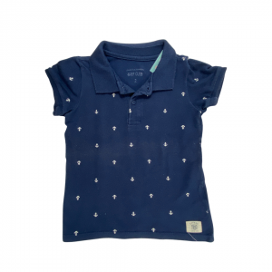 Camiseta Gola Polo Azul Marinho com Estampa Âncora | Poim