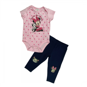 Conjunto Body Rosa Estampa Minnie e Calça Marinho | Disney