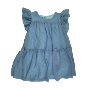 Vestido em Crepe Azul Bebê com Estampa Estrelas | Um Mais Um 